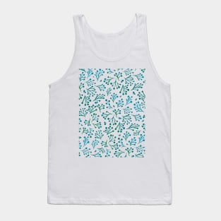 Watercolor winter flowers - blue and green Tank Top